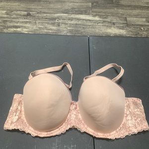 Adore Me Balconette Bra 42C Pink Blush Lace Convertible Straps